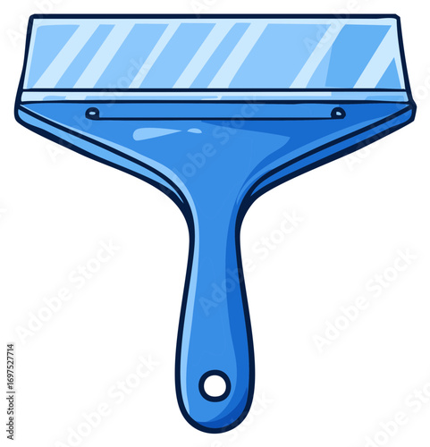 Cartoon Blue Squeegee for Window Washing and Glass Cleaning Illustration