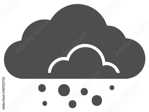 Hailstorm weather icon with dark cloud and falling hailstones glyph