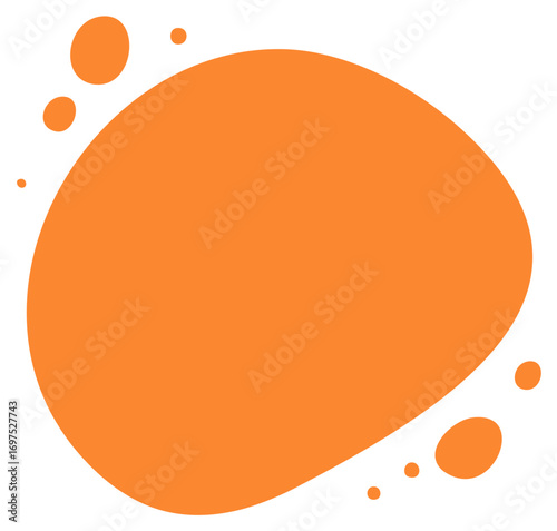 Abstract organic orange liquid shape with splashes for banner or text