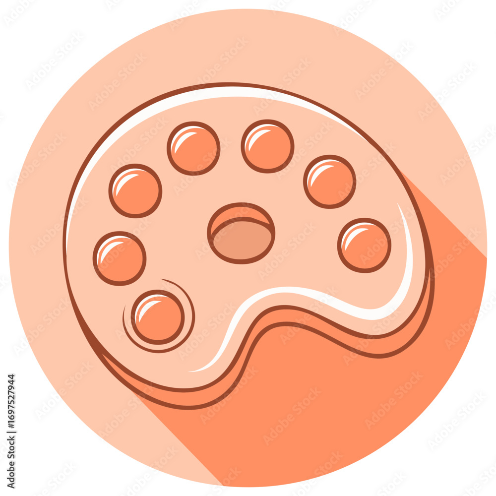 Obraz premium Artistic painter's palette with colorful paint dabs and a long shadow