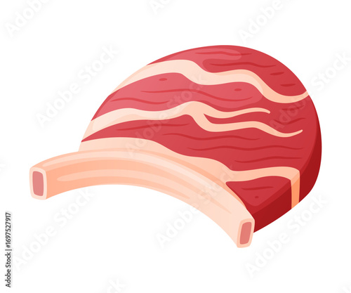 Beef Rib as Meat Product and Food Item from Butchery Shop Vector Illustration