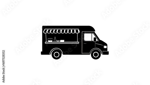 Simple black silhouette of a food truck