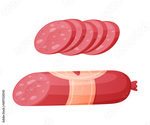 Wurst as Meat Product and Food Item from Butchery Shop Vector Illustration