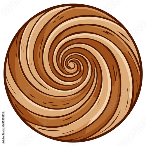 Sweet brown and tan concentric spiral pattern confectionery candy dessert food illustration