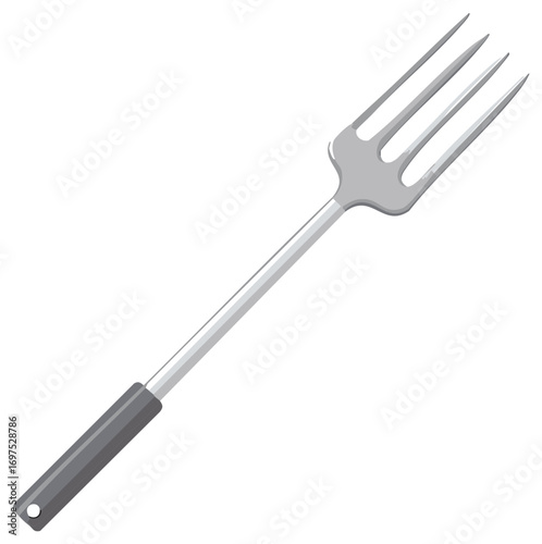 Silver Metal Kitchen Fork with Gray Handle
