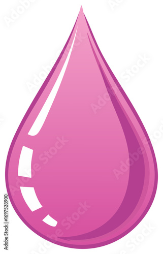 Pink water drop illustration. Symbol of nature or rain. Isolated object.