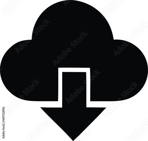 Cloud download icon symbol representing data transfer storage and digital information upload services