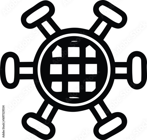 Abstract geometric globe icon with outward extending rods modern design symbol for global connectivity technology innovation