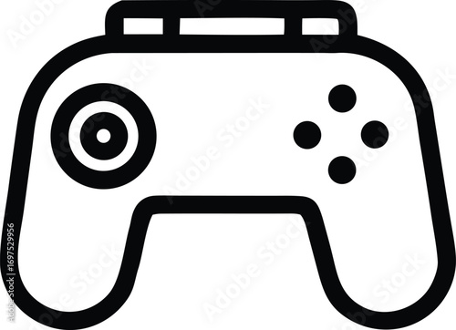 Modern gaming controller icon simple outline design for digital entertainment and interactive media applications