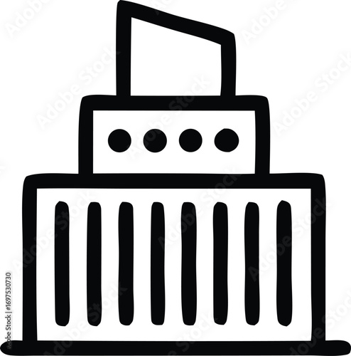 Simple outline building icon representing architecture civic government or business structure in a minimalist hand drawn style