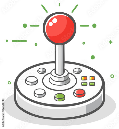 Retro arcade joystick controller illustration for vintage video games