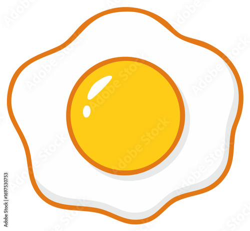 Sunny side up fried egg with bright yellow yolk and white albumen