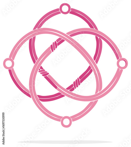 Pink Celtic Knot with Intertwined Rings and Circular Elements