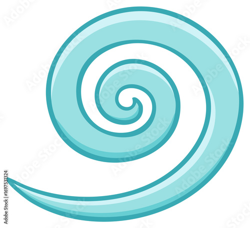 Cartoon Spiraling Water Wave Design Aqua Colored Illustration Shape