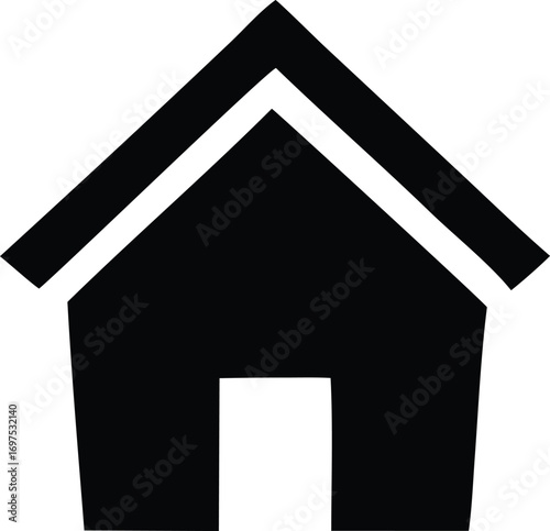 Simple black house icon geometric shape minimalist home symbol clean design for web and print