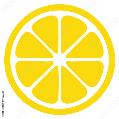 Bright Yellow Lemon Fruit Slice Simple Modern Graphic Illustration