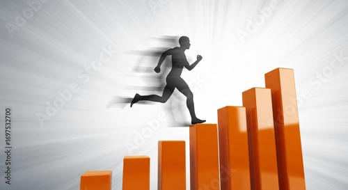Achieving Goals Running Up a Graph Illustrating Business Success
