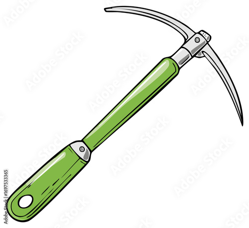 Gardening Hand Tool with Double Pointed Head and Green Handle for Digging and Cultivating