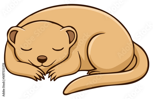 Cartoon illustration of a sleeping rodent animal with closed eyes, rest and relax.