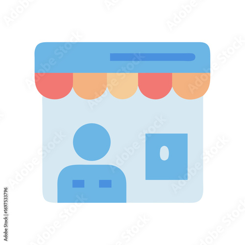 Stylized store illustration showcasing customer service and business presence
