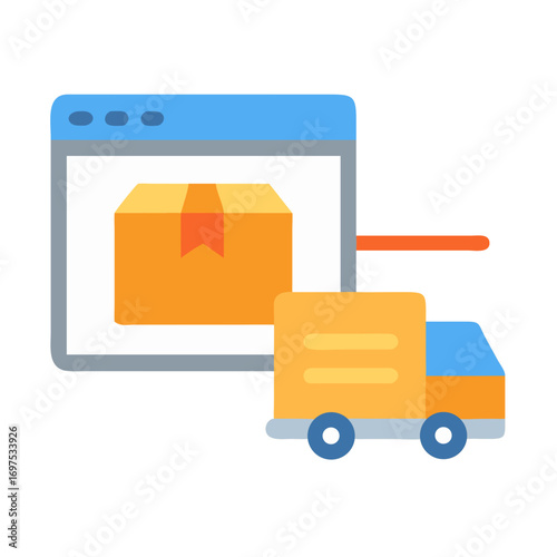 Online ordering and delivery service with truck and package
