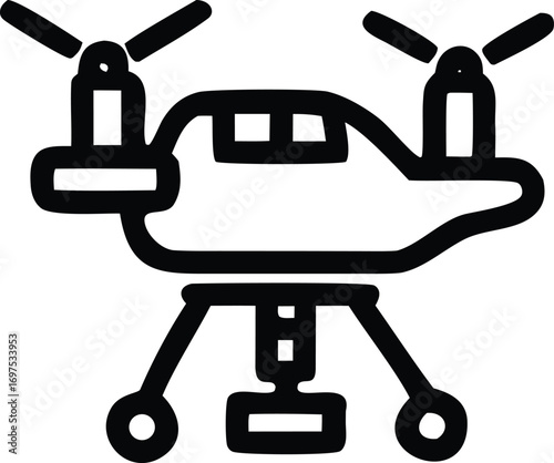 Modern drone icon symbol for aviation technology and aerial photography in digital media and presentations