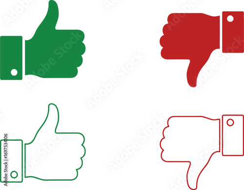 Green thumbs up and red thumbs down icons indicating approval and disapproval