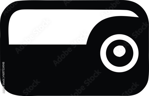Simple silhouette icon of a wallet open showing a coin or card slot for financial transactions and money management