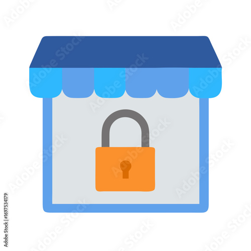 Secure online shop front depicting safety and protection