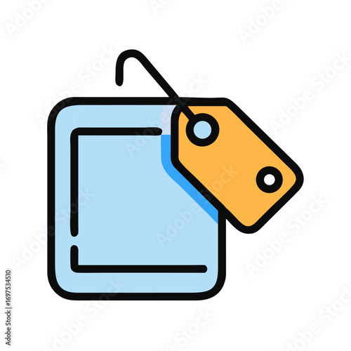Stylized illustration showing price tag attached to a document