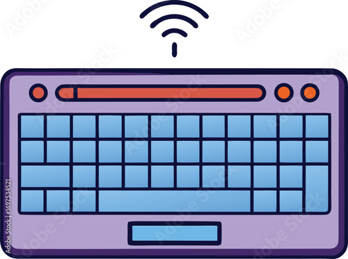 Modern wireless keyboard with colorful design and wi fi signal