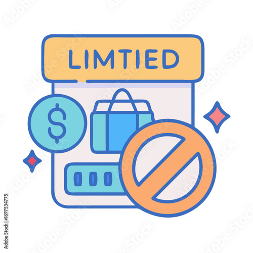Limited Shopping Promotion Icon with Dollar Sign and Ban