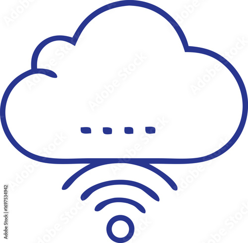 Cloud computing icon represents data storage wireless network connection and digital information technology services