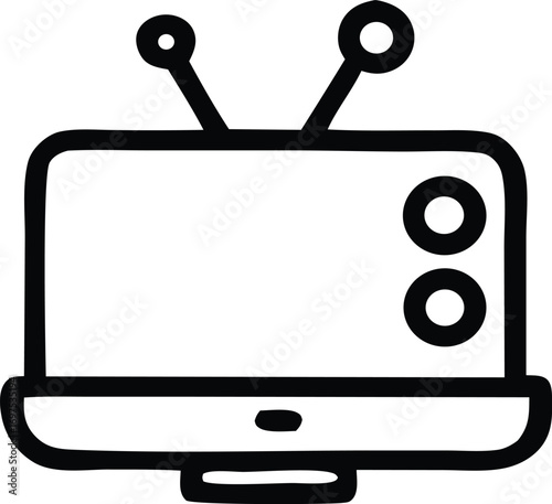 Retro television icon design with antennae symbolizing broadcast and entertainment technology vintage media