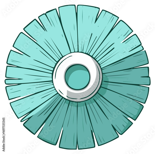 Stylized Teal Bristle Brush Head Graphic Element Illustration Top View