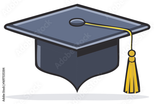 Academic graduation cap with a golden yellow tassel symbolizing educational success and achievement
