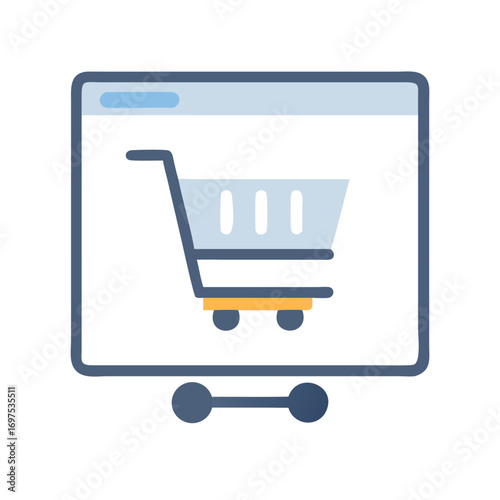Online shopping cart on website for e-commerce