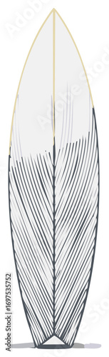 Stylized Surfboard Illustration with Hand Drawn Diagonal Line Design