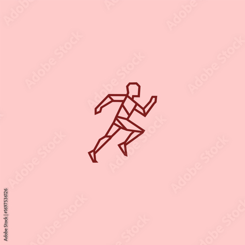 Running man athlete line art minimalist logo design.