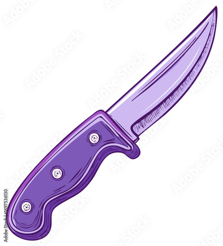 Purple knife illustration, object, clipart
