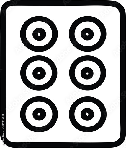 Simple braille character representation six raised dots tactile reading system icon for accessibility and education communication