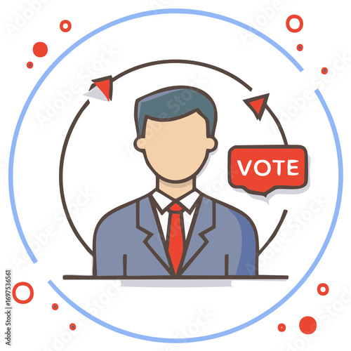 Vector Illustration of a Political Candidate With Vote Speech Bubble