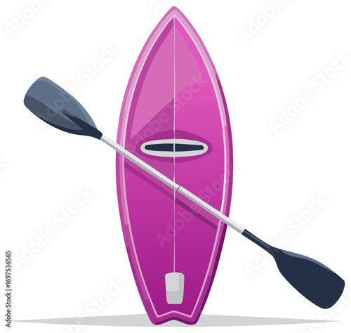 Pink Stand-Up Paddleboard with Paddle Vector Illustration