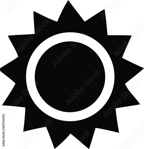 Stylized sun icon symbol graphic representation celestial body solar power energy concept