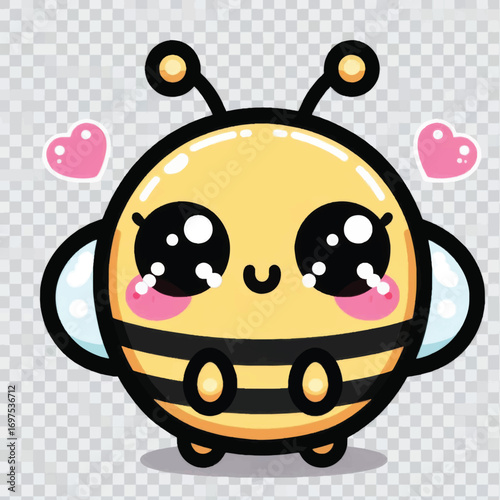 Adorable Cartoon Bee with Heart Eyes and Rosy Cheeks.