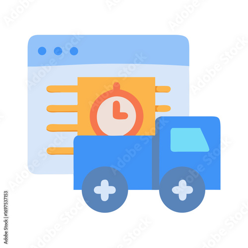 Online delivery order with truck and webpage notification