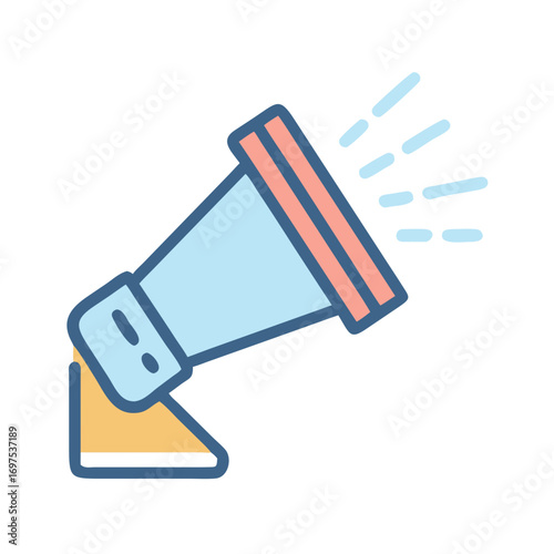 Graphic illustration of a megaphone with rays emanating outward