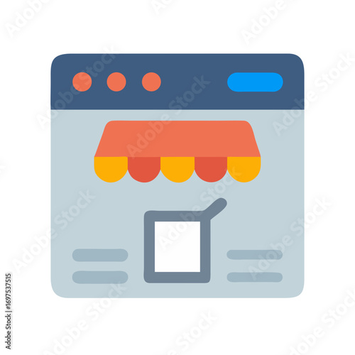Online shop front browser flat design vector illustration