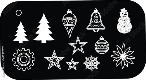 Festive holiday icons and ornaments for Christmas and winter celebration