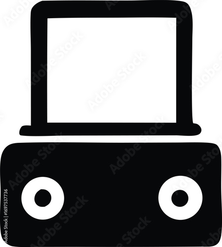 Simple black and white icon of a toaster ready to toast bread for delicious breakfast meals and snacks